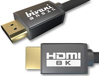 bivani Câble HDMI 2.1 8K - 1 mètre 48 Gbps - 10K / 8K@60HZ / 4K@120HZ - HDR10+ / eARC ARC/VRR/HDCP/CEC - Highspeed Ethernet - PS5 et Xbox Series X Ready - gaine en nylon - Basic Series - 1M