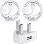 iPhone Charger Plug and Cable【Apple MFi Certified】5W USB with 2 Pack 2M... 