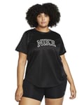 NIKE Women's Nk Df Swoosh Run Top Plus Sweatshirt, Black/White/White, 2X