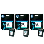 3x Original HP 301 Black Ink Cartridges For ENVY 5532 Inkjet Printer