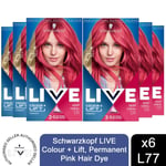 Schwarzkopf LIVE 2-in-1 Colour + Lift Permanent Hair Dye Deep Coral L77, 6pk
