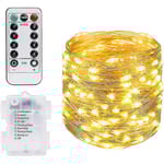 10 M 100 LED-lampor Varmvit ljusslinga, Vattentät Ip65 Koppartrådslampa (batteri ingår ej)  Hy