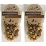 Joe & Seph's Trio of Chocolate Popcorn Pouch (1x80g), gourmet popcorn, air-popped popcorn, chocolate snack, sweet popcorn, movie night snacks, popcorn for a party (Pack of 2)