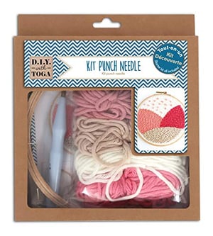 Kit Aiguille à Poinçonner (punch Needle) - Manche Bois Avec 5 Aiguilles Réglables - Pour Tapis, Coussins, Broderie Laine
