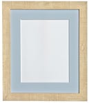 FRAMES BY POST Deep Grain Picture Photo Frame, Recycled Plastic, Light Brown with Blue Mount, 8 x 6 Image Size 6 x 4 Inch