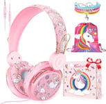 Kids Headphones, Cute Unicorn Childrens Headphones Wired with Microphone, Adjus