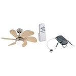 Westinghouse Ceiling Fans 78158 Turbo Swirl One 76 cm Six Indoor Ceiling Fan, Opal Frosted Glass, Wood, Titanium Finish with Light Maple Blades & 78095 Ceiling Fan and Light Infrared Remote Control