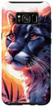 Galaxy S8+ Cool black cougar sunset mountain lion puma animal anime art Case