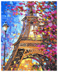 Hrank DIY 5D Diamond Painting Kits for Adults and Kids Beginners,Round Full Drill Eiffel Tower Cross Stitch Diamond Art Crystal Rhinestone Diamond Embroidery Painting Picture for Home Decor,30x45cm