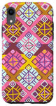 Coque pour iPhone XR Rose Jaune Sud-Ouest Amérindien Aztèque Boho Western