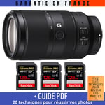 Sony E 70-350mm f/4.5-6.3 G OSS + 3 SanDisk 128GB UHS-II 300 MB/s + Guide PDF 20 techniques pour réussir vos photos