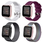SINPY Replacement Wristband for Fitbit Versa 2 Strap,4-Pack Mixed Metal Magnetic Wriststraps/Silicone Watch Bands Compatible with Fitbit Versa/Fitbit Versa Lite