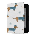 Case for Kindle Paperwhite 1 2 3 Case, Cartoon Winter Dachshund Dogs Hat Sweater Pu Leather Case Cover With Smart Auto Wake Sleep For Amazon Kindle Paperwhite（fits 2012, 2013, 2015 Versions)