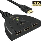 HDMI Switch 4k | GANA 3-Port HDMI Splitter Cable | Hdmi Cable Commutateur Prend en Charge 4K/1080P/3