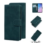 Samsung Galaxy S10 Case, SATURCASE Comfortable Touch PU Leather Flip Dual Magnet Wallet Stand Card Slots Protective Case Cover for Samsung Galaxy S10 (Green)