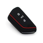 VF Key Case for 3-Button Car Key, Silicon Cover, Key Cover, Protective Cover (Joker Black Red)