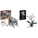 LEGO 75337 Star Wars AT-TE Walker Poseable Toy, Revenge of the Sith Set, Gift for Kids, Boys & Girls & 10311 Icons Orchid Artificial Plant Building Set with Flowers, Home Décor Accessory for Adults