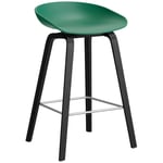 AAS 32 2.0 Bar Stool 65 cm, Black Lacquered Oak / Teal Green