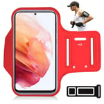 Galaxy S22 5G/S22 Plus 5G/S22 Ultra 5G/S21 FE 5G/S21 5G/A52s 5G Armband Case Music Player Armband Water Sweat-Free Housework Sports Walking Running Jogging Workouts For Samsung Galaxy S21 5G (RED)