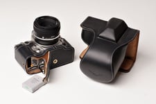 Genuine real Leather Full Camera Case bag cover for Nikon DF 50mm lens Black
