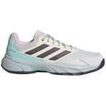 adidas Men's CourtJam Control 3 Clay Tennis Shoes Sneaker, Crystal White/Aurora met/semi Flash Aqua, 12.5 UK