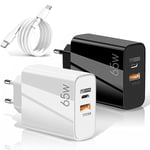 65W GaN Snabbladdare med USB C kabel ,för mobil och MacBook Pro vit vit