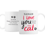 Personalised Love You More Than The Cat Mug! Valentines Day, Personalised Valentines, Cat Valentines, Cat Lovers Mug, Gift for Him, Gift for Her