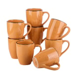 vancasso Navia Jardin Tea Coffee Mug Set of 8, Stoneware Extra Large Coffee Tea Hot Cocoa Coffee Cup Mugs, Modern Ceramic Drinking Cups, Orange, 350ml/12.3 oz