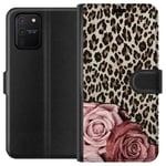 Samsung Galaxy S10 Lite Svart Plånboksfodral Leopardrosor