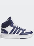 adidas Sportswear Kids Unisex Hoops 3.0 Mid Trainers - White/Blue, White/Blue, Size 13 Younger