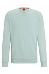 BOSS Mens Westart Cotton-terry relaxed-fit sweatshirt with logo patch Turquoise