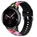 20mm Floral Strap Compatible with Galaxy Watch Active2 /Active 42mm Bands Women Soft Silicone Bracelet Replacement for Samsung Galaxy Watch SM-R500/SM-R810 UK91008 (Size Large,#10)