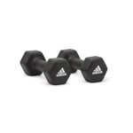 Adidas (2 x 2kg) Hex Dumbbells Neoprene Coated Cast Iron Hand Weights Gym 1-5kg Pairs