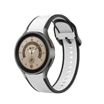 System-S Bracelet 20mm en Silicone pour Samsung Galaxy Watch 5 4 Smartwatch Blanc Noir, Blanc + noir., Eine Grösse
