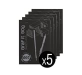 Clairefontaine 96843C - Bloc Agrafé GraF'it - 80 Feuilles Papier Dessin Croquis - Réglure pointillés DOT - Feuilles Détachables - A5 14,8x21 cm 90g - Couverture Noire - Paquet de 5 Blocs