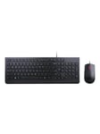 Lenovo Essential Wired Combo - keyboard and mouse set - English - Belgium - Tastatur - Belgien engelsk - Sort