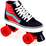 MLyzhe Fashion Canvas Roller Skates Shoes with All Wheels Light Up Double-Row Wheel Fun Illuminating for Kid Adult Indoor/Outdoor Skating,Red,40