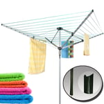 Garden Clothes Airer Rotary 4 Arm Washing Line Dryer 50M Outdoor Drying Folding