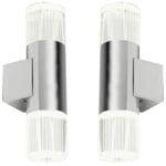 2 PACK IP44 Accent LED Light Steel Double Glass Up Down Wall Lamp Porch Garden