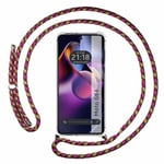 Tumundosmartphone Housse suspendue transparente pour Motorola Moto G84 5G avec cordon rose/doré
