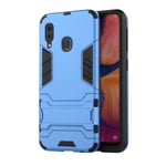 Rugged Protective Back Cover for Samsung Galaxy A20e, Multifunctional Trible Layer Phone Case Slim Cover Rigid PC Shell + soft Rubber TPU Bumper + Elastic Air Bag with Invisible Support (Blue)