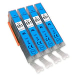 4 Cyan Printer Ink Cartridges to replace Canon CLI-551C (551XLC) Compatible
