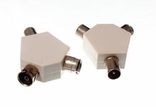 3 X Coaxial Coax Aerial Wire Cable Connectors Y Splitter - NEW Onestopdiy