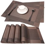 Fontic 30x45cm Set of 6 Washable Place Table PVC Placemats Non-Slip and Environmental Protection Dining Mats (Coffee)