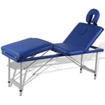 vidaXL Blå foldbar massage tabel 4 zoner med aluminiumsramme