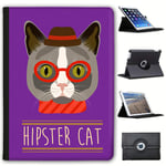 Fancy A Snuggle Hipster Bohemian Trendy Cat Faux Leather Case Cover/Folio for the New Apple iPad 9.7" (2018 Version)
