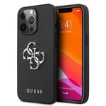 Guess GUHCP13LSA4GSBK iPhone 13 Pro/13 6,1" svart/svart hårdfodral Saffiano 4G metalllogotyp