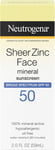 Neutrogena Sheer Zinc Face Dry-Touch Sunscreen Broad Spectrum SPF 50, 2 Fl. Oz.