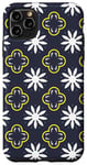 Coque pour iPhone 11 Pro Max Slate Gray White Yellow Midnight Blue Flower Moroccan Mosaic