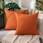MIULEE Outdoor Waterproof Cushion Covers 18x18 Inches for Garden Furniture Water Resistant Pillow Covers Outside Scatter Cushions for Patio Couch Sofa Linen Balcony Set of 2, 45x45cm Orange
